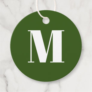 Het groene witte geschenk van het initiaal van het bedankjes labels