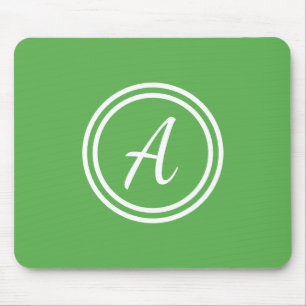Het groene & Witte Monogram Mousepad van de Douane Muismat