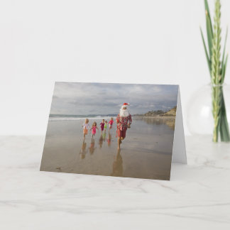 Het groeten in de kerstman gaat voor zijn leven. feestdagen kaart