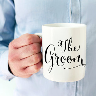 Het Groom Elegant Black Script Writing Wedding Koffiemok