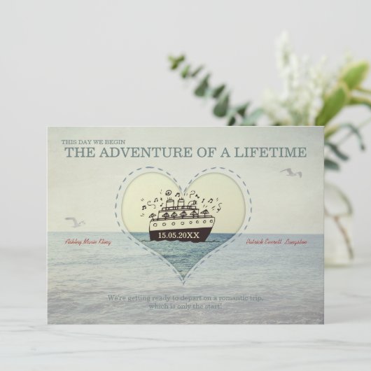 Het grootste avontuur - bruiloft nodigt uit kaart (Staand voorkant)