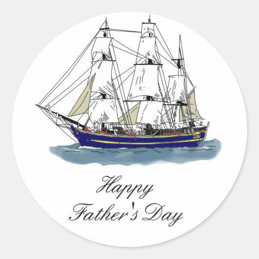 Het grote blauwe schip - Tall Ship Ronde Sticker (Voorkant)