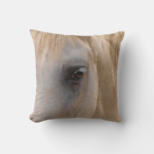 Het grote oog van een wit paard kussen (Voorkant)