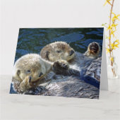 Het grote wenskaart van otters kaart (Gele Bloem)