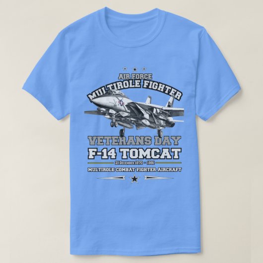 Het Grumman F14 Tomcat gevechtsvliegtuig vliegtuig T-shirt (Design voorkant)