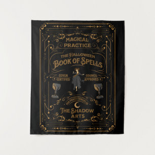 Het Halloween Book of Spells Gothic Bosbouw Wandkleed