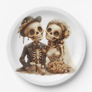 Het Halloween-bruidspaar Papieren Bordje