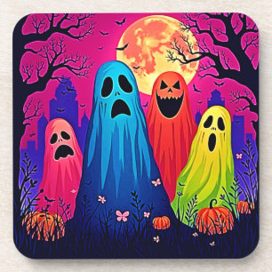Het Halloween Party Design van Neon Ghosts Bier Onderzetter