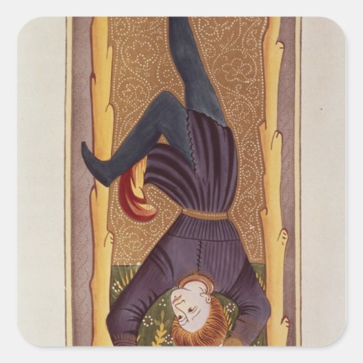 Het Hanged Man, tarotkaart, Frans Vierkante Sticker (Voorkant)