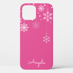 Het hangen Snowflakes Roze Persoonlijke Naam iPhon iPhone 12 Pro Hoesje