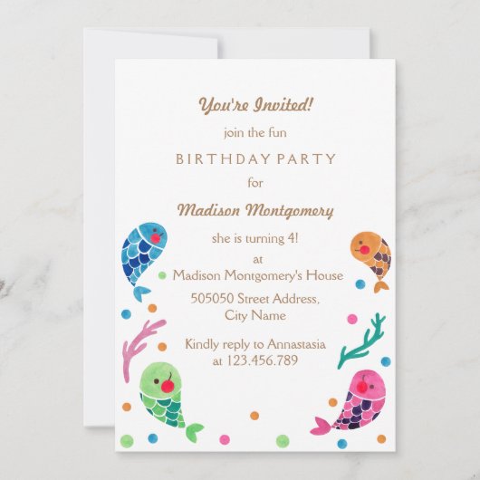 Het Happy Fish Pattern-kind wordt op zaterdag uitg Kaart (Voorkant)