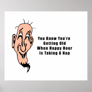 Het happy hour van een oud Man Poster
