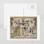 Het Happy Marriage (stencil gekleurd houtsnip) Briefkaart (Voorkant / Achterkant)