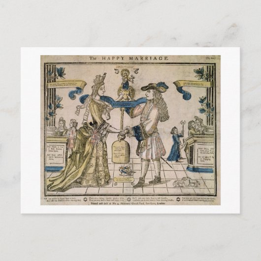 Het Happy Marriage (stencil gekleurd houtsnip) Briefkaart (Voorkant)