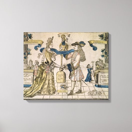 Het Happy Marriage (stencil gekleurd houtsnip) Canvas Afdruk (Voorkant)