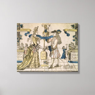 Het Happy Marriage (stencil gekleurd houtsnip) Canvas Afdruk