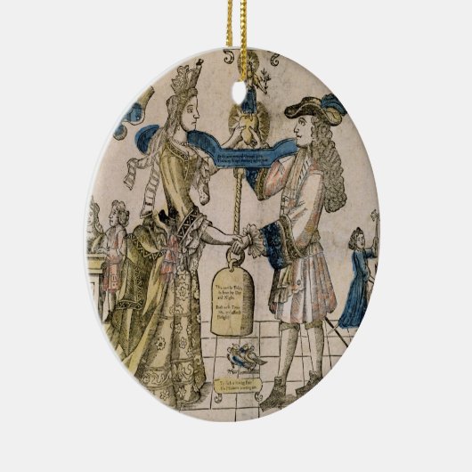 Het Happy Marriage (stencil gekleurd houtsnip) Keramisch Ornament (Rechts)