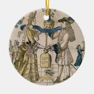 Het Happy Marriage (stencil gekleurd houtsnip) Keramisch Ornament