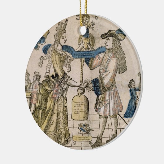 Het Happy Marriage (stencil gekleurd houtsnip) Keramisch Ornament (Links)