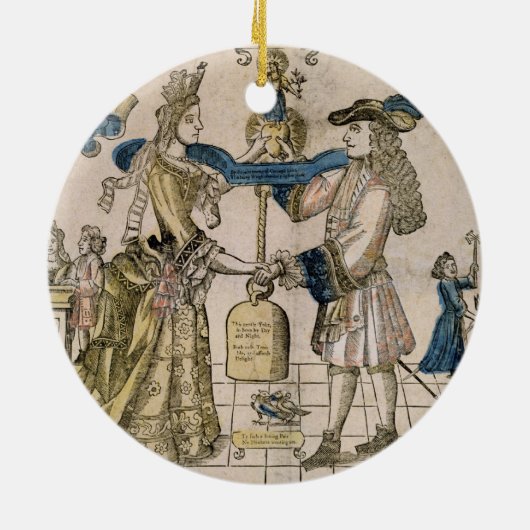 Het Happy Marriage (stencil gekleurd houtsnip) Keramisch Ornament (Achterkant)