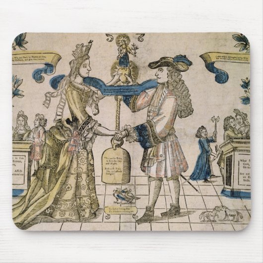 Het Happy Marriage (stencil gekleurd houtsnip) Muismat (Voorkant)