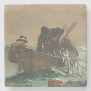 Het haringnet, 1885 (olie op doek) stenen onderzetter