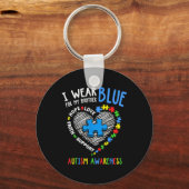 Het hart dat ik blauw Draag voor mijn breder autis Sleutelhanger (Voorkant)