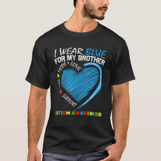 Het hart dat ik blauw Draag voor mijn breder autis T-shirt