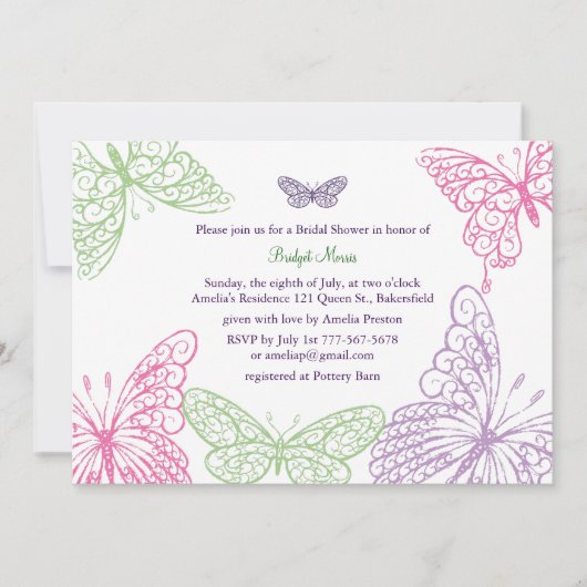 Het hart is een Flutter Bridal Shower Uitnodiging (Voorkant)