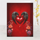 Het hart met zwarte vleugels kaart (Gele Bloem)