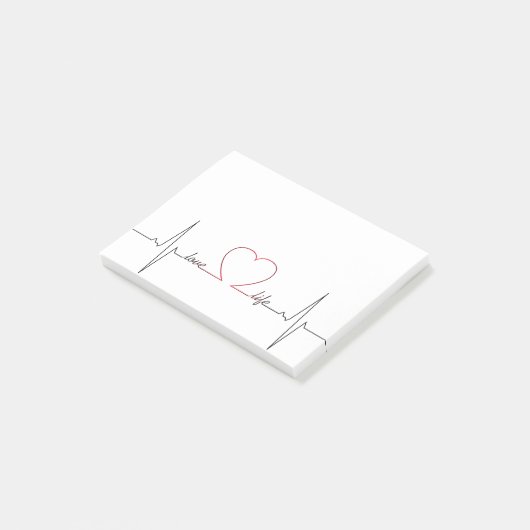 Het hart sloeg met het liefdeleven inspirerend post-it® notes (Schuin)