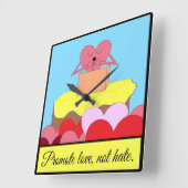 Het hart spreekt over liefde: vierkante klok (Hoek)