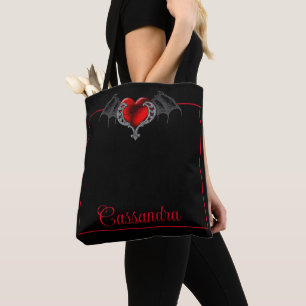 Het Hart van de gothic met Bat Wings Gepersonalise Draagtas