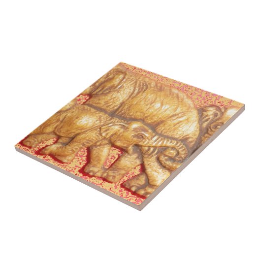 Het hart van de kudde: Elephant Family Portrait Tegeltje (Zijkant)