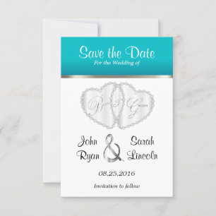 Het Hart van het huwelijk in Turquoise - sparen de Save The Date