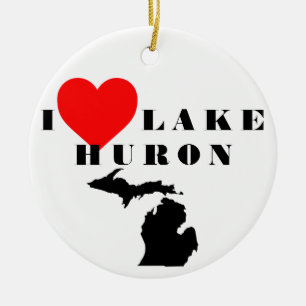Het hart van Lake Huron Michigan Keramisch Ornament
