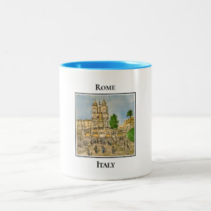 Het hart van Trinità dei Monti, Rome Italië Tweekleurige Koffiemok