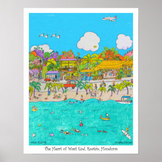 Het hart van West End #3, Roatan, Honduras Poster