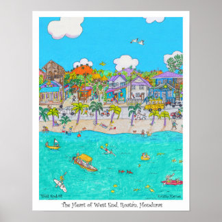 Het hart van West End #4, Roatan, Honduras Poster