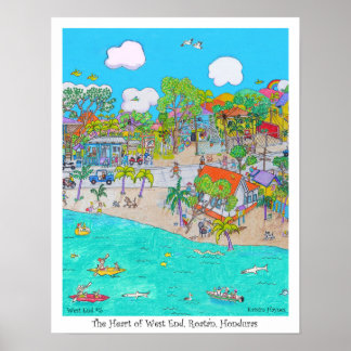 Het hart van West End #5, Roatan, Honduras Poster