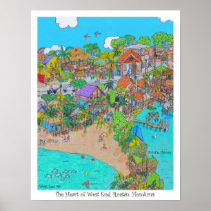 Het hart van West End #6, Roatan, Honduras Poster