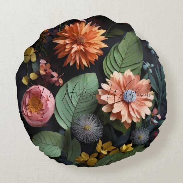 Het hart van wilde bloemen rond kussen (Achterkant)