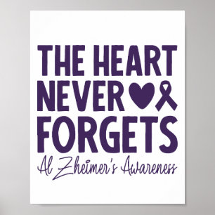 Het hart vergeet nooit het bewustzijn van Alzheime Poster