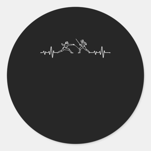 Het heartbeat grappige fencer puls epe ronde sticker (Voorkant)