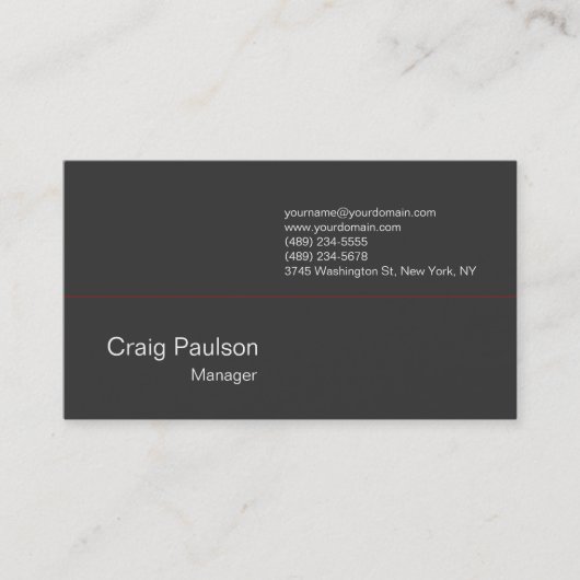 Het hedendaagse donkere grijze Visitekaartje met e (Voorkant)