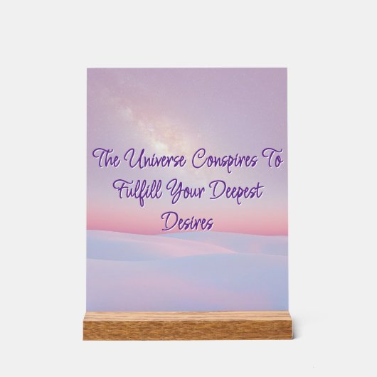 Het heelal spant een acryl teken in bord (Voorkant)