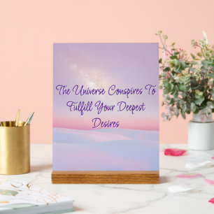 Het heelal spant een acryl teken in bord