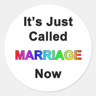 Het heet nu gewoon huwelijk ronde sticker