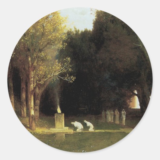 Het Heilig Hout van Arnold Bocklin,  Kunst Ronde Sticker (Voorkant)
