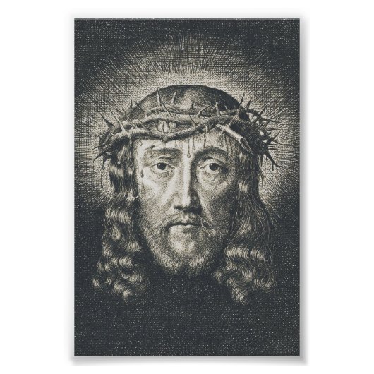 Het Heilige Gezicht gekroond met doornen Foto Afdruk (Voorkant)